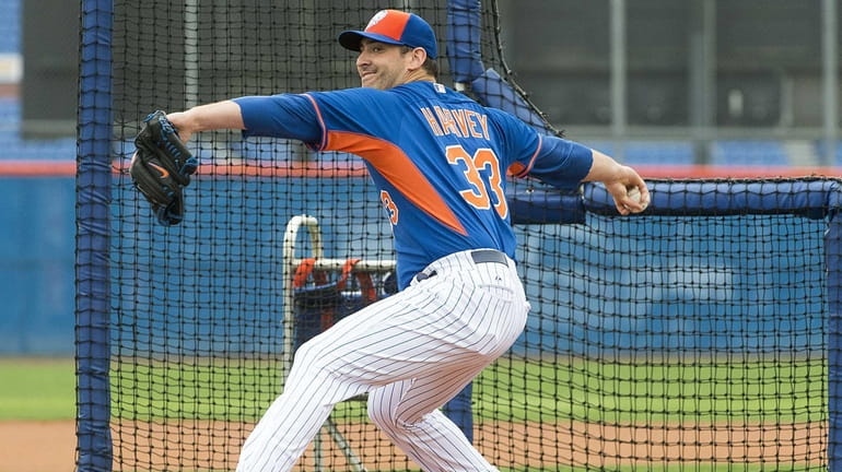 Mets pitcher Matt Harvey faces hitters during a pitching session...