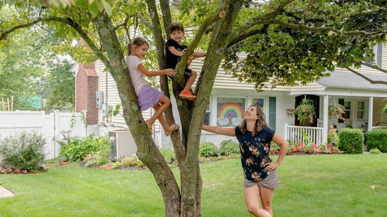 Jenna Prada with her children Lili Fey, 7, and Andre,...