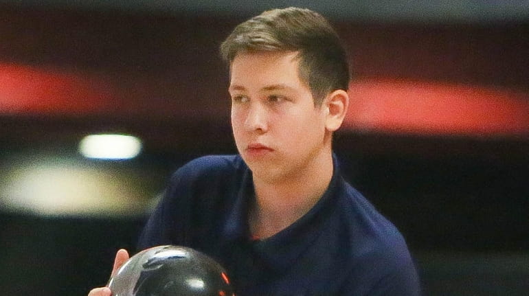 Smithtown's Kyle Perillo during a Suffolk boys bowling match against Commack...