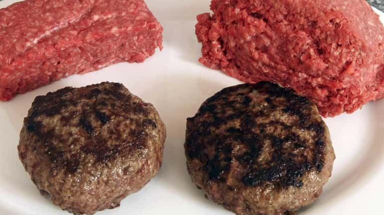 A hamburger made from ground beef containing "lean, finely textured...