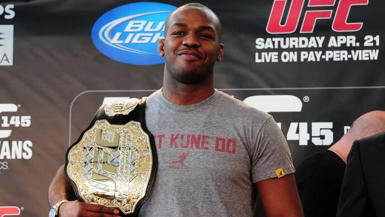 Jon Jones poses after a press conference promoting UFC 145:...
