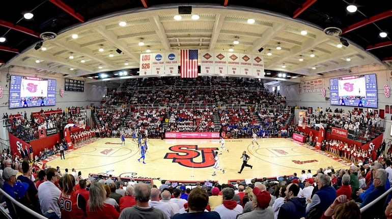 A general view during a men's basketball game between the...