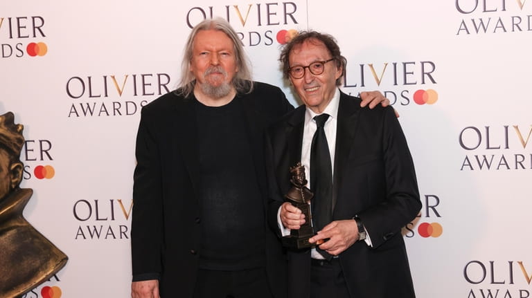 Christopher Hampton, left, and Don Black, winners of the best...