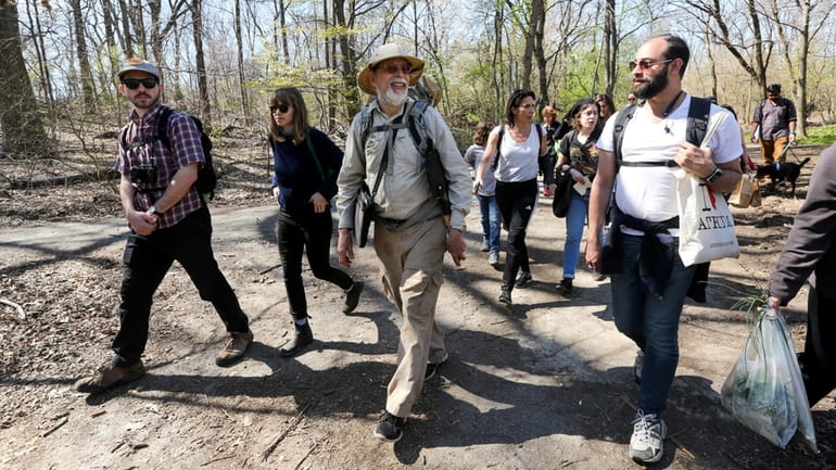 "Wilddman" Steve Brill leads a foraging tour of Prospect Park in...