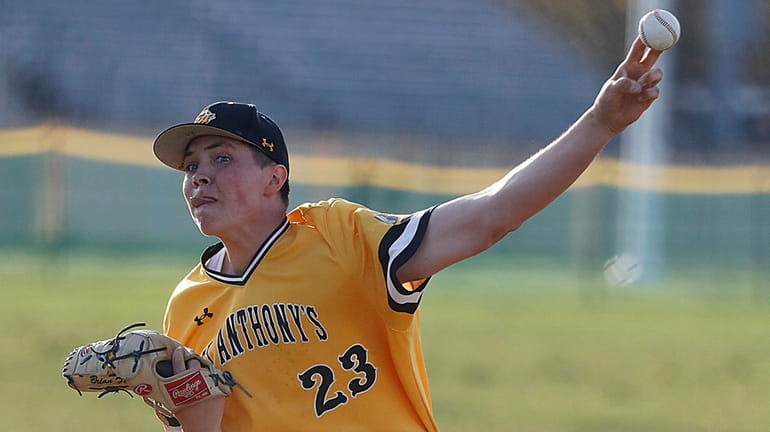 St. Anthony's relief pitcher Brian Fitzpatrick (23) delivers a pitch...