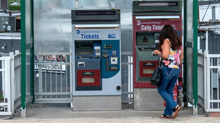 Ticket machines at the LIRR's Bethpage Station. The LIRR is...