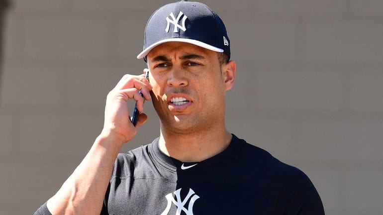 Yankees outfielder Giancarlo Stanton at spring training in Tampa on...