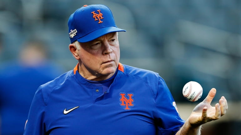 Mets manager Buck Showalter during practice at Citi Field, Wednesday,...