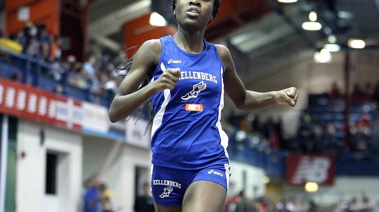 Kellenberg's Jazmine Fray wins the girls 1,000-meter run in a...