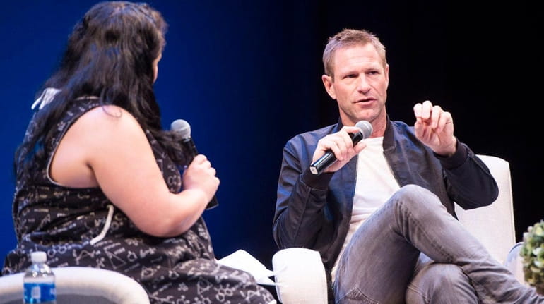 Actor Aaron Eckhart speak with Jenelle Riley from Variety during...