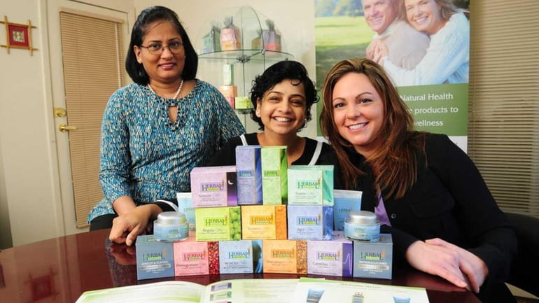 The partners in Herbal Destination are, from left, Bharathi Nelanuthala,...