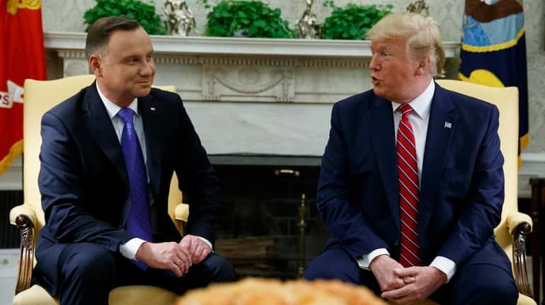 President Trump meets with Polish President Andrzej Duda in the...