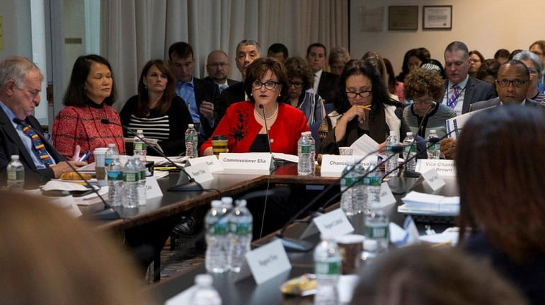 State Education Commissioner MaryEllen Elia, left, and Regents Chancellor Betty...