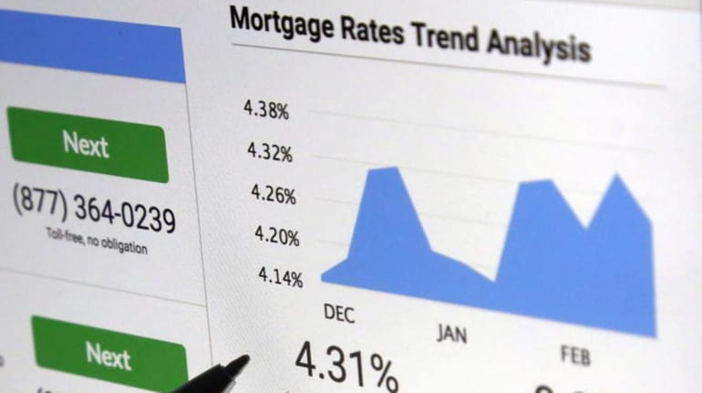 A mortgage rate graph is displayed on a computer in...
