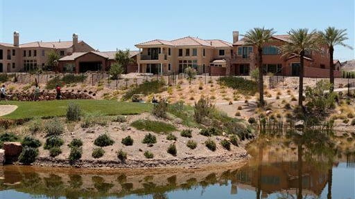 Newly built luxury homes are seen at Lake Las Vegas...