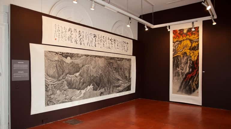 Yu Hanyu's "The Holy Landscape," left, is a black and...