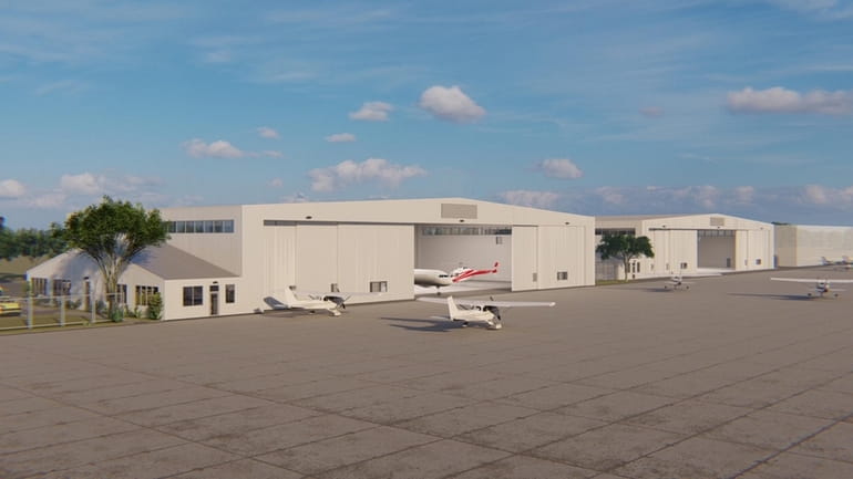 A rendering of a 35,200-square-foot hangar Modern Aviation wants to build...
