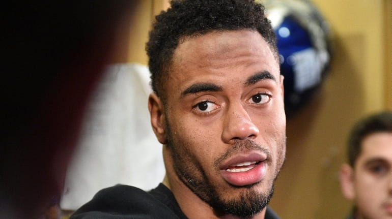 Rashad Jennings answers questions in the Giants' locker room on...