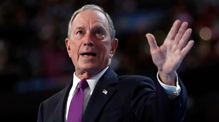 Former New York City Mayor Michael Bloomberg, after speaking to...