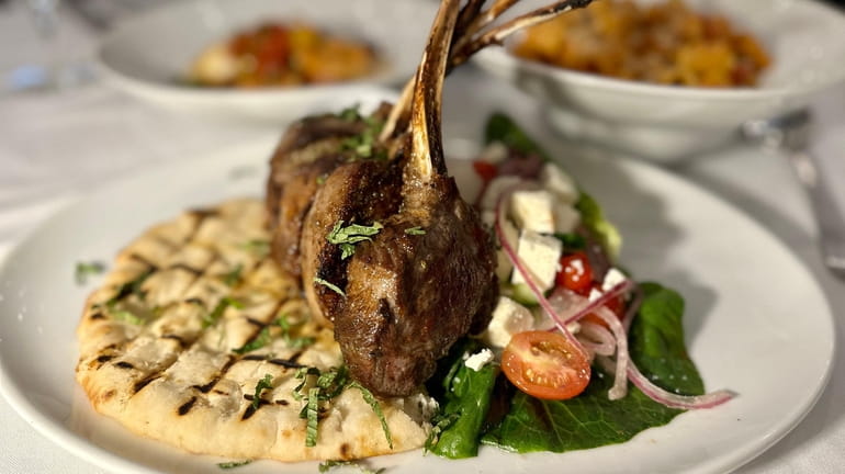 Lamb chops with Greek salad at the Northport Hotel restaurant.