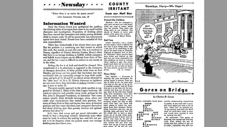 The Newsday editorial from Feb. 9, 1952.
