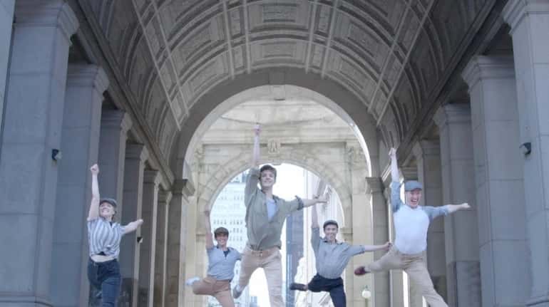 The dancers of "Newsies" at the Patchogue Theatre prepare for opening...
