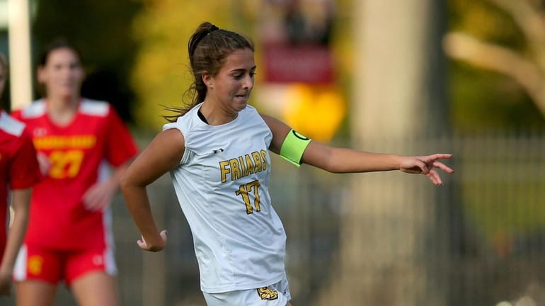 St. Anthony's forward Olivia Perez (17) controls the ball against...