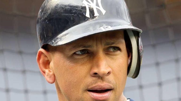 Alex Rodriguez #13 of the New York Yankees during batting...
