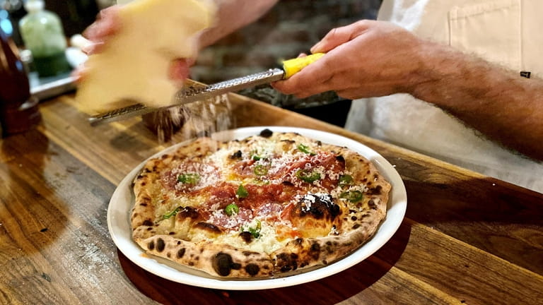 The spicy Diavoloa pizza at Grotta di Fuoco in Long...