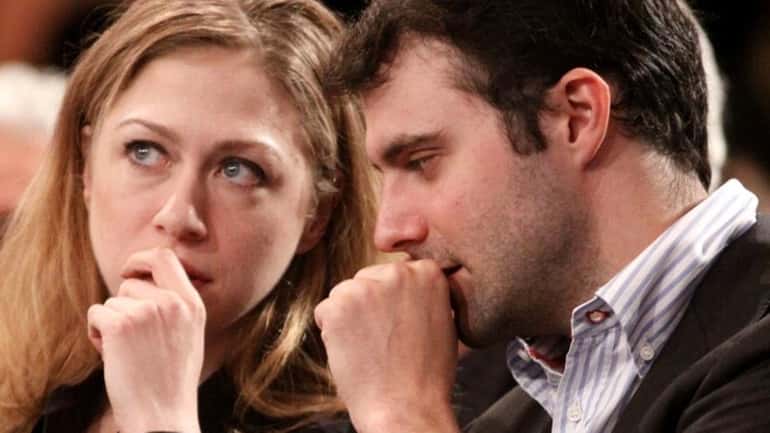Former first daughter Chelsea Clinton and her fiance, Marc Mezvinsky....