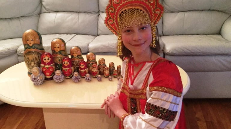 Kidsday reporter Emily Carroll in a traditional costume with her...