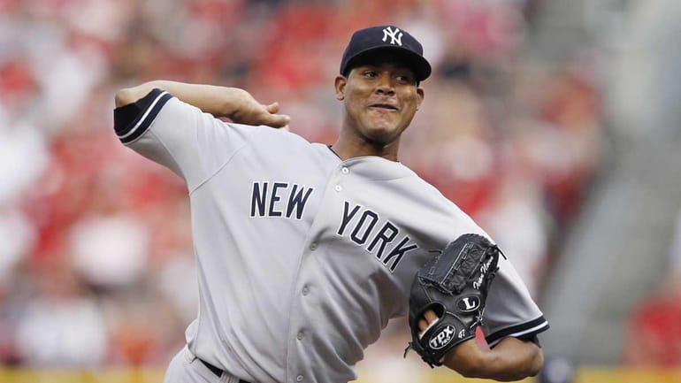 Ivan Nova of the New York Yankees pitches against the...