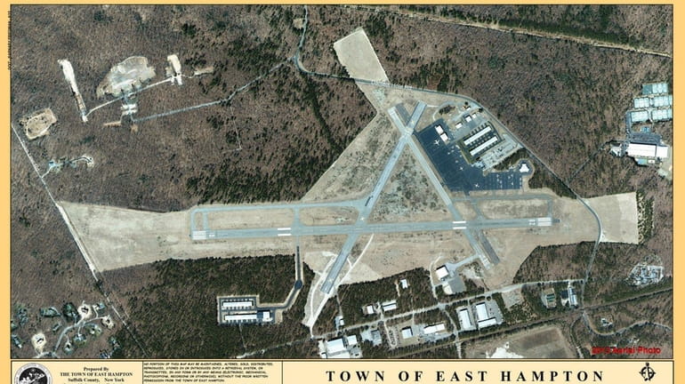 An aerial view of the Town of East Hampton Airport...