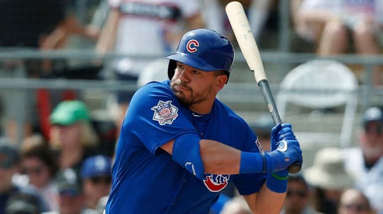 In this Friday, March 15, 2019 file photo, Chicago Cubs'...