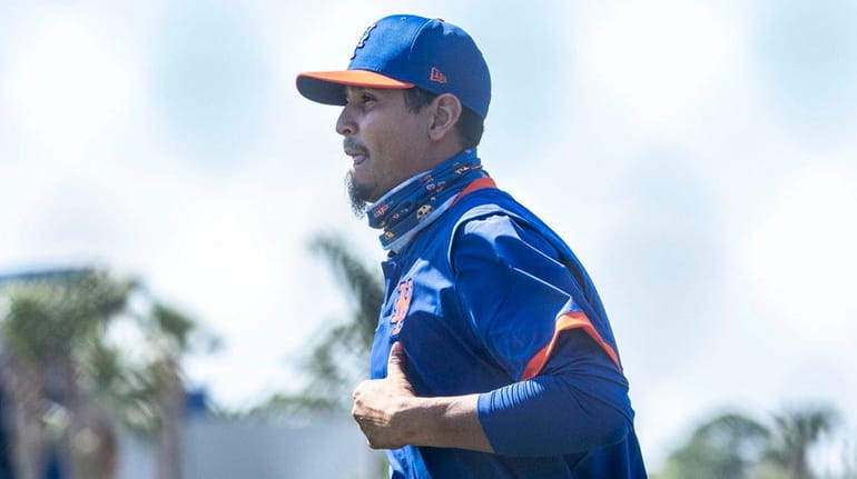 Mets pitcher Carlos Carrasco during a spring training workout on Feb....