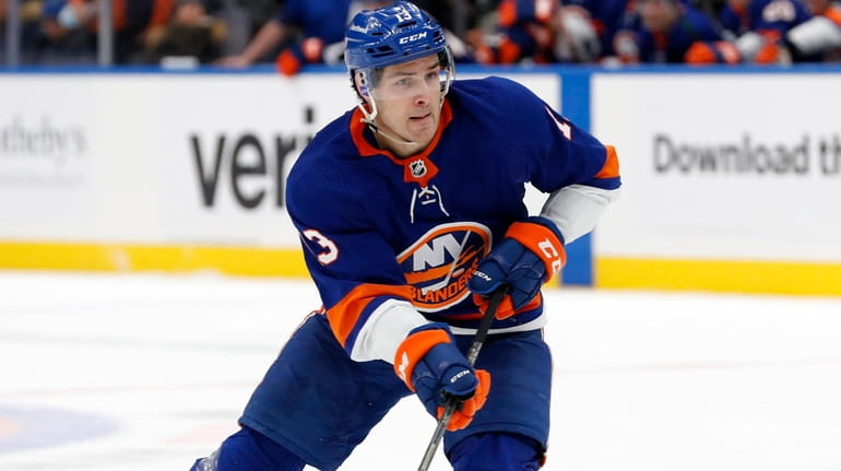 Mathew Barzal of the New York Islanders skates against the...