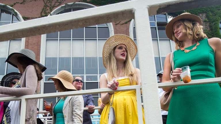 Horse-racing fans gather for the running of the 2015 Belmont...