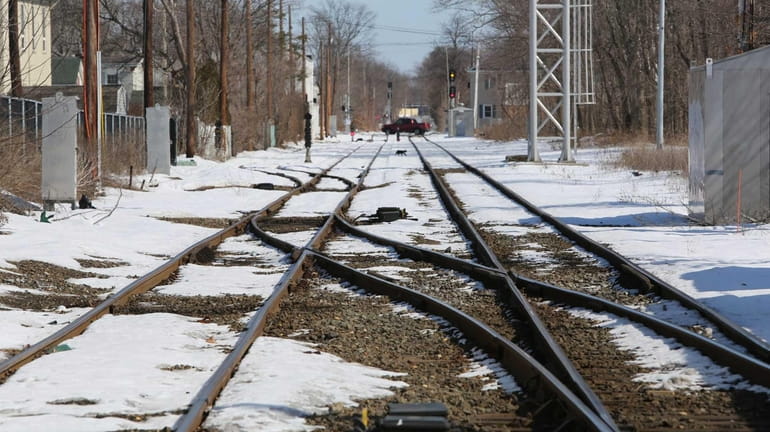 Train tracks are pictured east of the Patchogue LIRR Station...