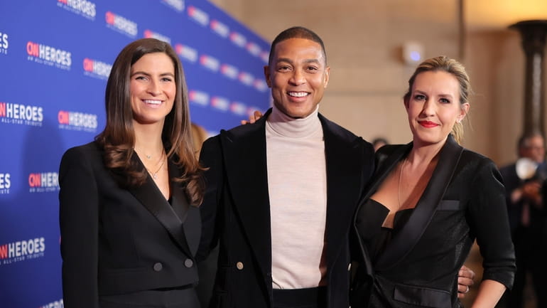 Kaitlan Collins, left, Don Lemon and Poppy Harlow attend a CNN...