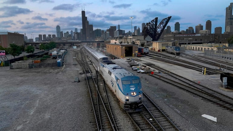 An Amtrak passenger train departs Chicago on Wednesday.