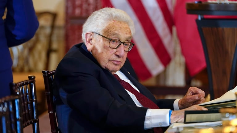 Former U.S. Secretary of State Henry Kissinger attends a luncheon...