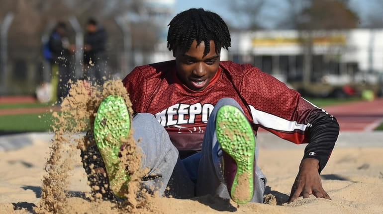 Freeport's Christian Quinn during a track and field team practice...