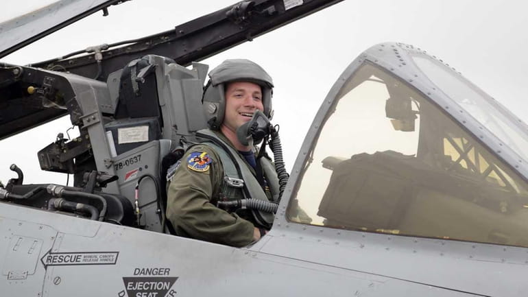 Air National Gaurd Lieutenant Andrew Connolly arrives in an A-10...