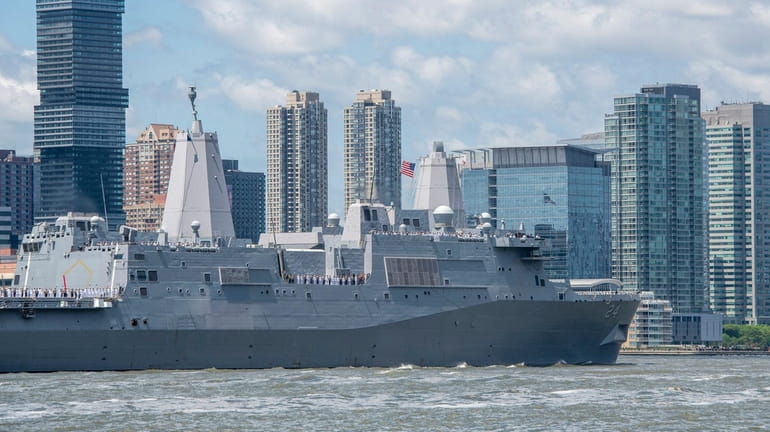 The USS Arlington during the Fleet Week procession of ships...