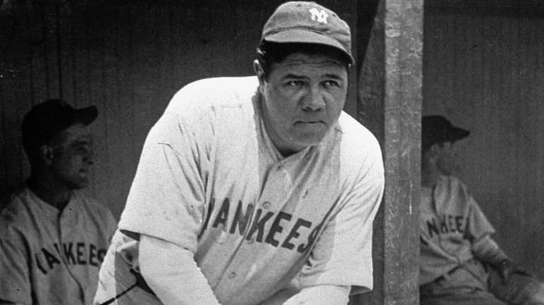 Babe Ruth in the Yankees' dugout on July 19, 1929.