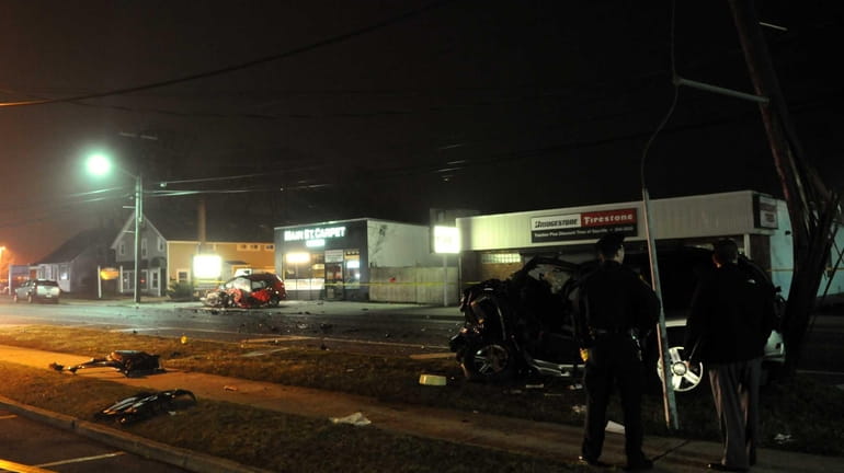 The scene of a deadly crash in which an SUV,...