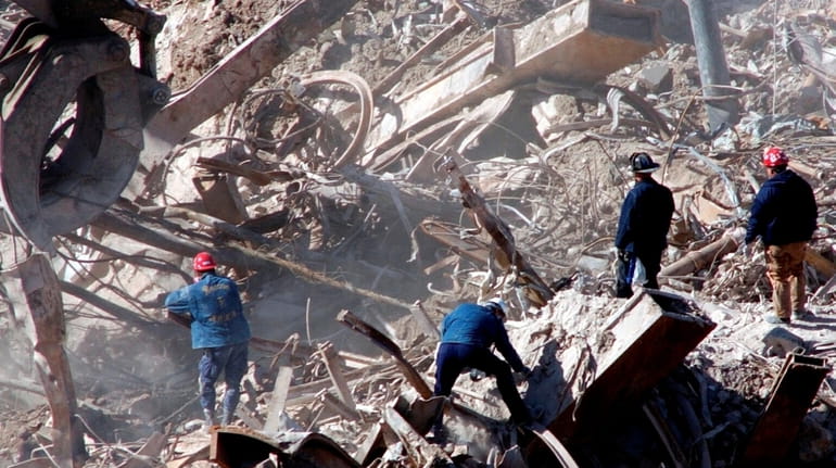 Workers at Ground Zero at the World Trade Center site...