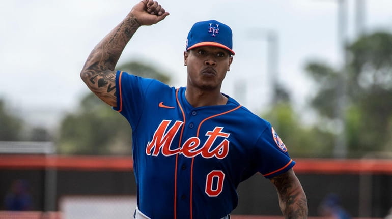 Mets pitcher Marcus Stroman, shown here during a workout Feb. 18,...
