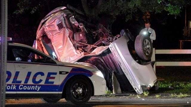 Suffolk County police investigate the scene of a Lindenhurst crash...