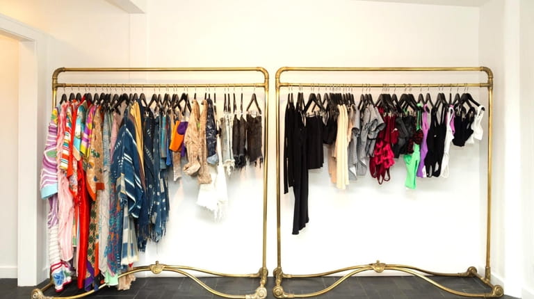 A rack of clothing available for purchase at the A...